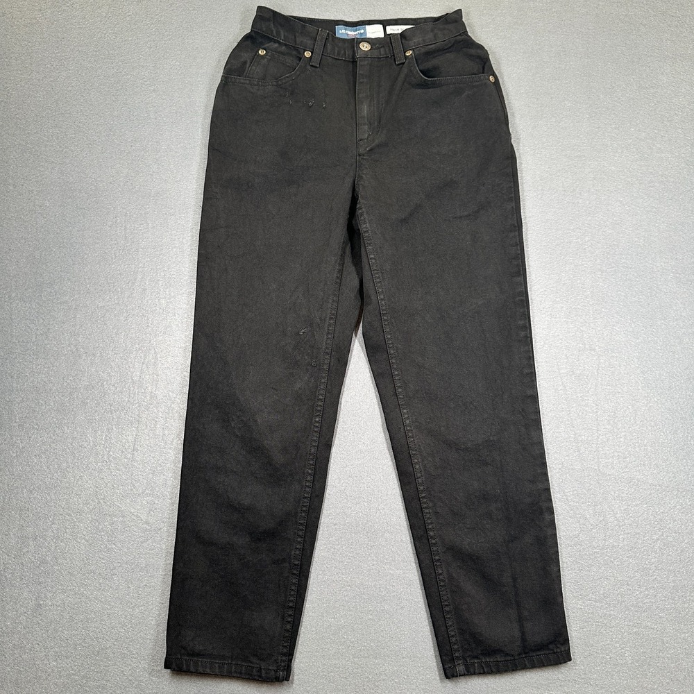 Liz Claiborne‎ Jeans Womens 4P Short Black Denim Classic Fit Mom Tapered Leg